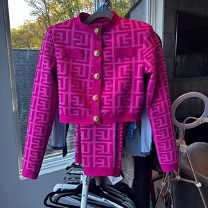 Pink Printed Jacket/Pants Set